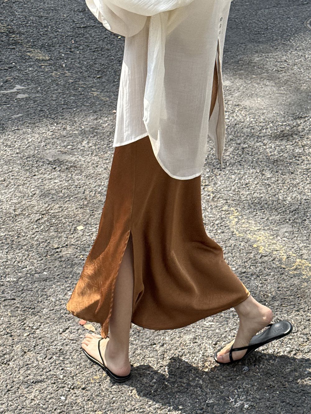 タイトスカート サイドスリット入りサテン調タイトスカートマキシ丈