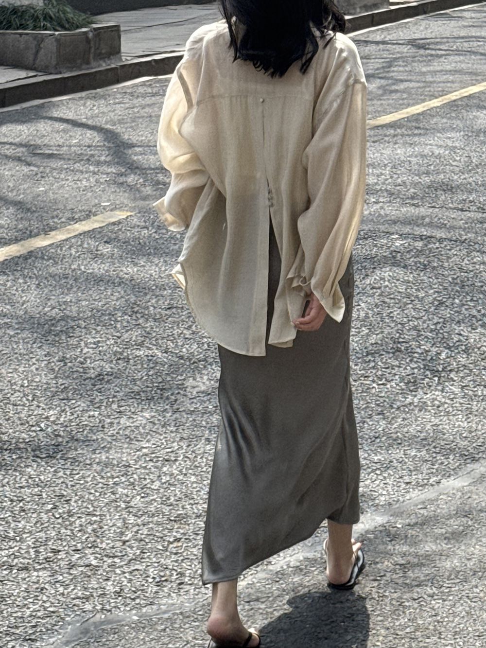 タイトスカート サイドスリット入りサテン調タイトスカートマキシ丈