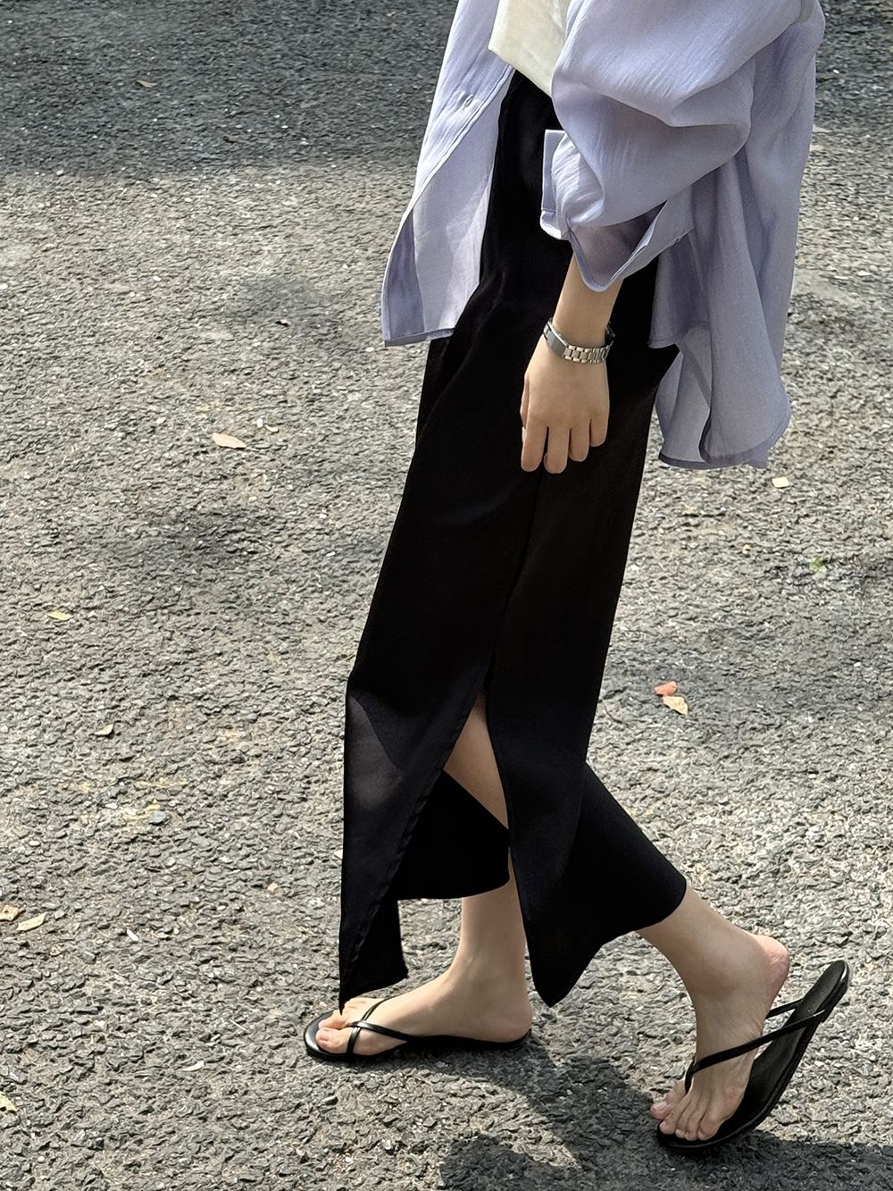 タイトスカート サイドスリット入りサテン調タイトスカートマキシ丈