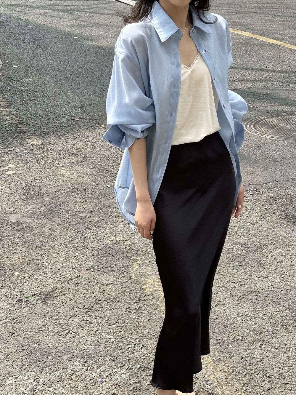 タイトスカート サイドスリット入りサテン調タイトスカートマキシ丈