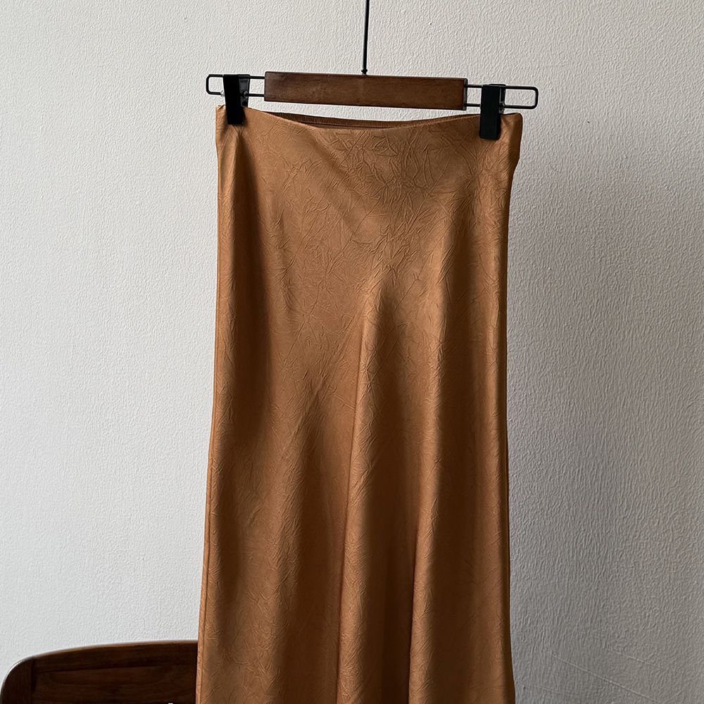 タイトスカート サイドスリット入りサテン調タイトスカートマキシ丈