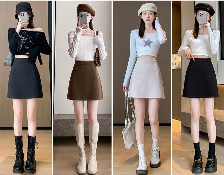 タイトスカート 大人可愛いハイウエスト台形ミニスカート