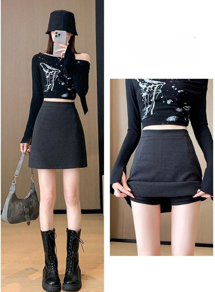 タイトスカート 大人可愛いハイウエスト台形ミニスカート