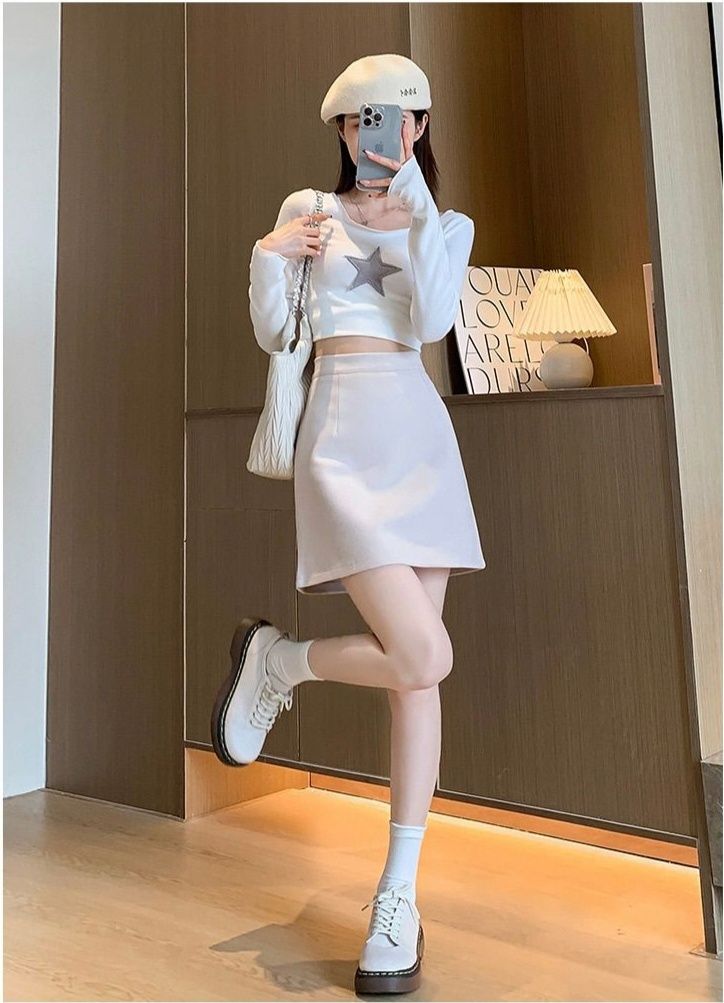 タイトスカート 大人可愛いハイウエスト台形ミニスカート