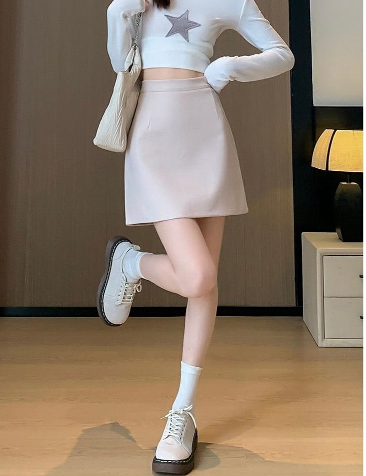 タイトスカート 大人可愛いハイウエスト台形ミニスカート