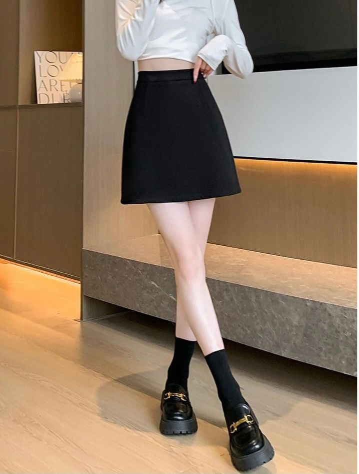 タイトスカート 大人可愛いハイウエスト台形ミニスカート