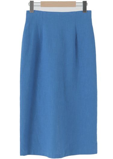 タイトスカート サイドスリット入りデニム風タイトスカートロング丈