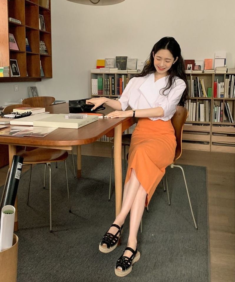 タイトスカート サイドスリット入りデニム風タイトスカートロング丈