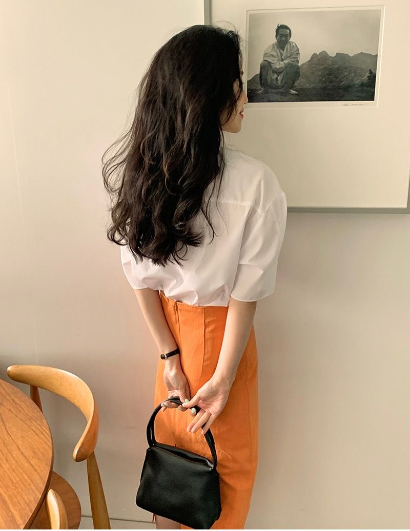 タイトスカート サイドスリット入りデニム風タイトスカートロング丈