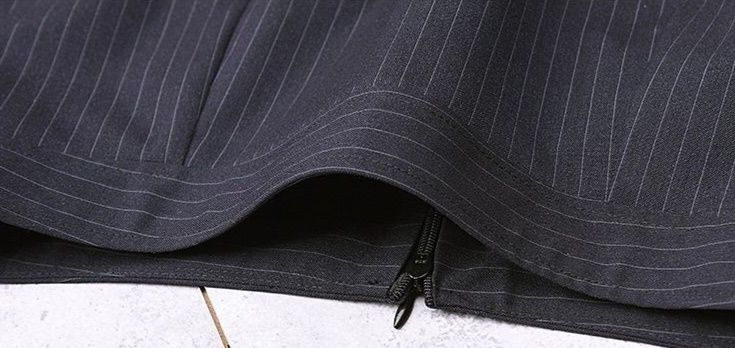 タイトスカート 縦縞柄きちんと見えオフィスミニタイトスカート