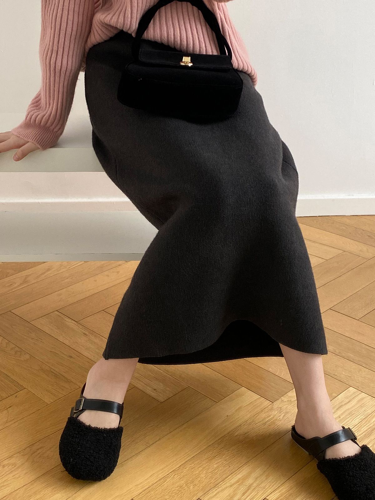 タイトスカート ニット素材の上品な体型カバータイトスカートロング丈