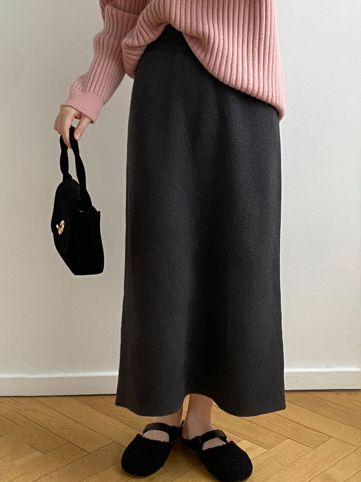 タイトスカート ニット素材の上品な体型カバータイトスカートロング丈