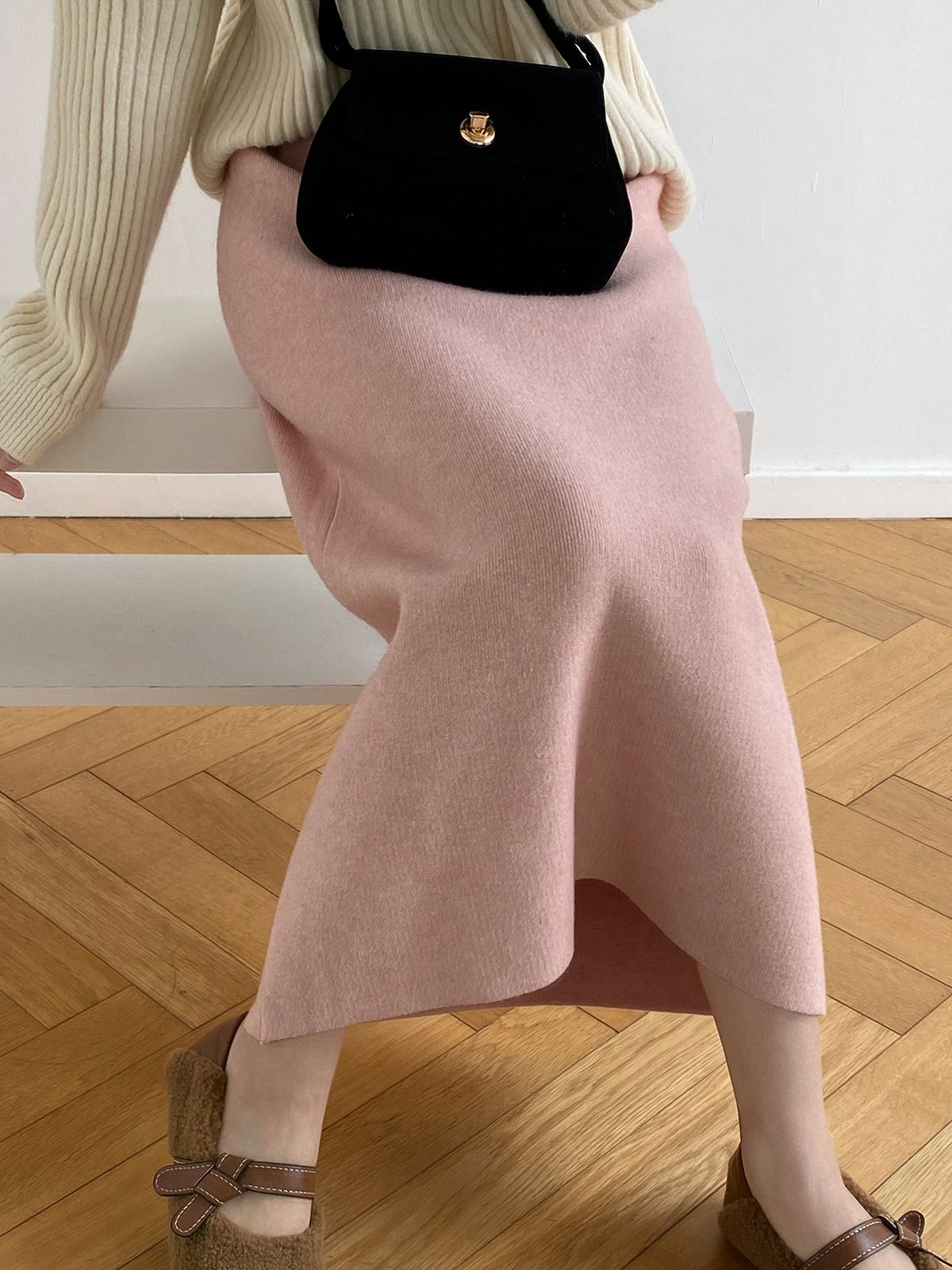 タイトスカート ニット素材の上品な体型カバータイトスカートロング丈