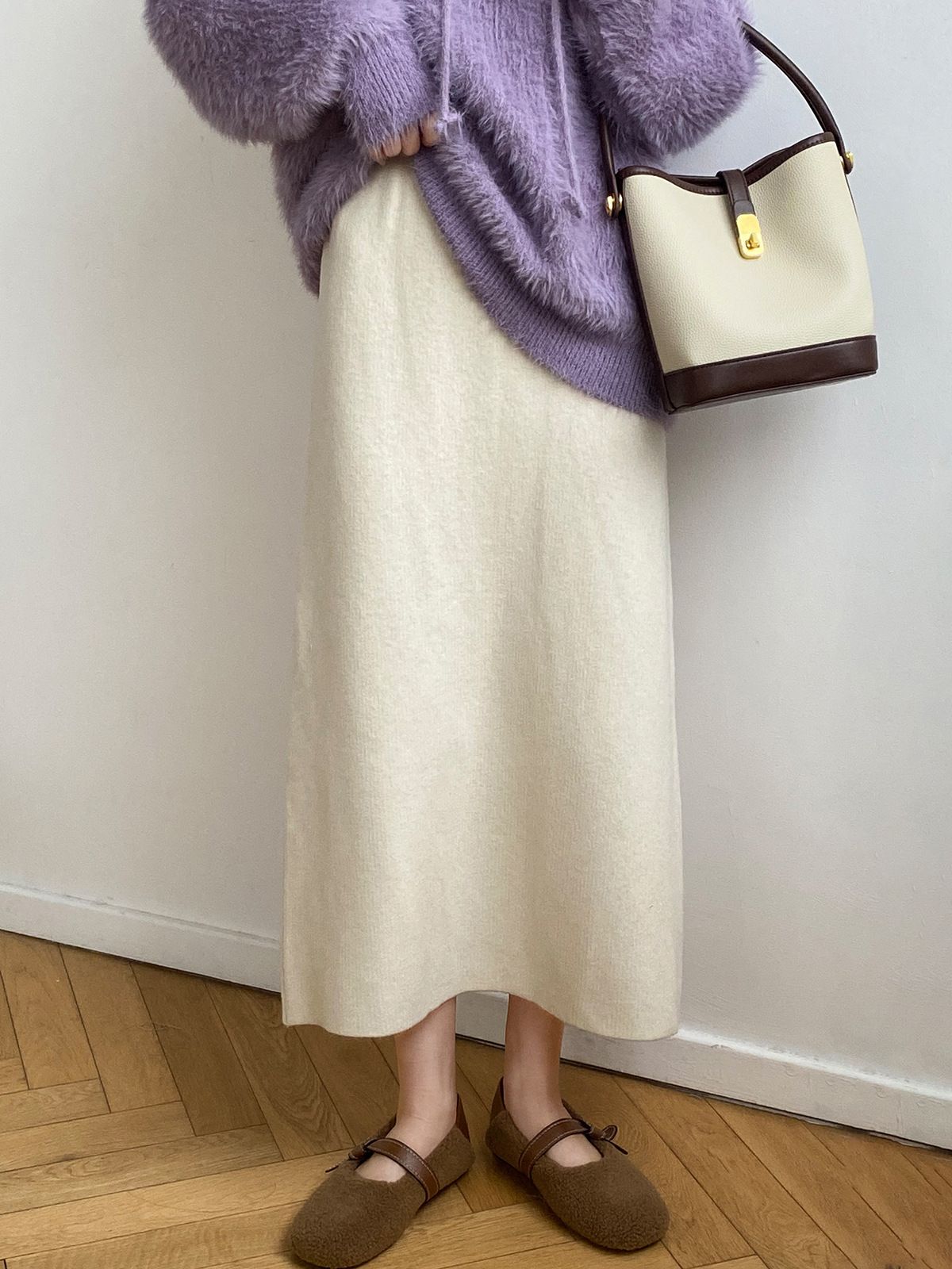 タイトスカート ニット素材の上品な体型カバータイトスカートロング丈