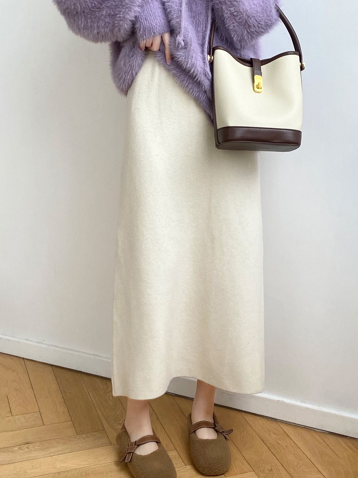 タイトスカート ニット素材の上品な体型カバータイトスカートロング丈