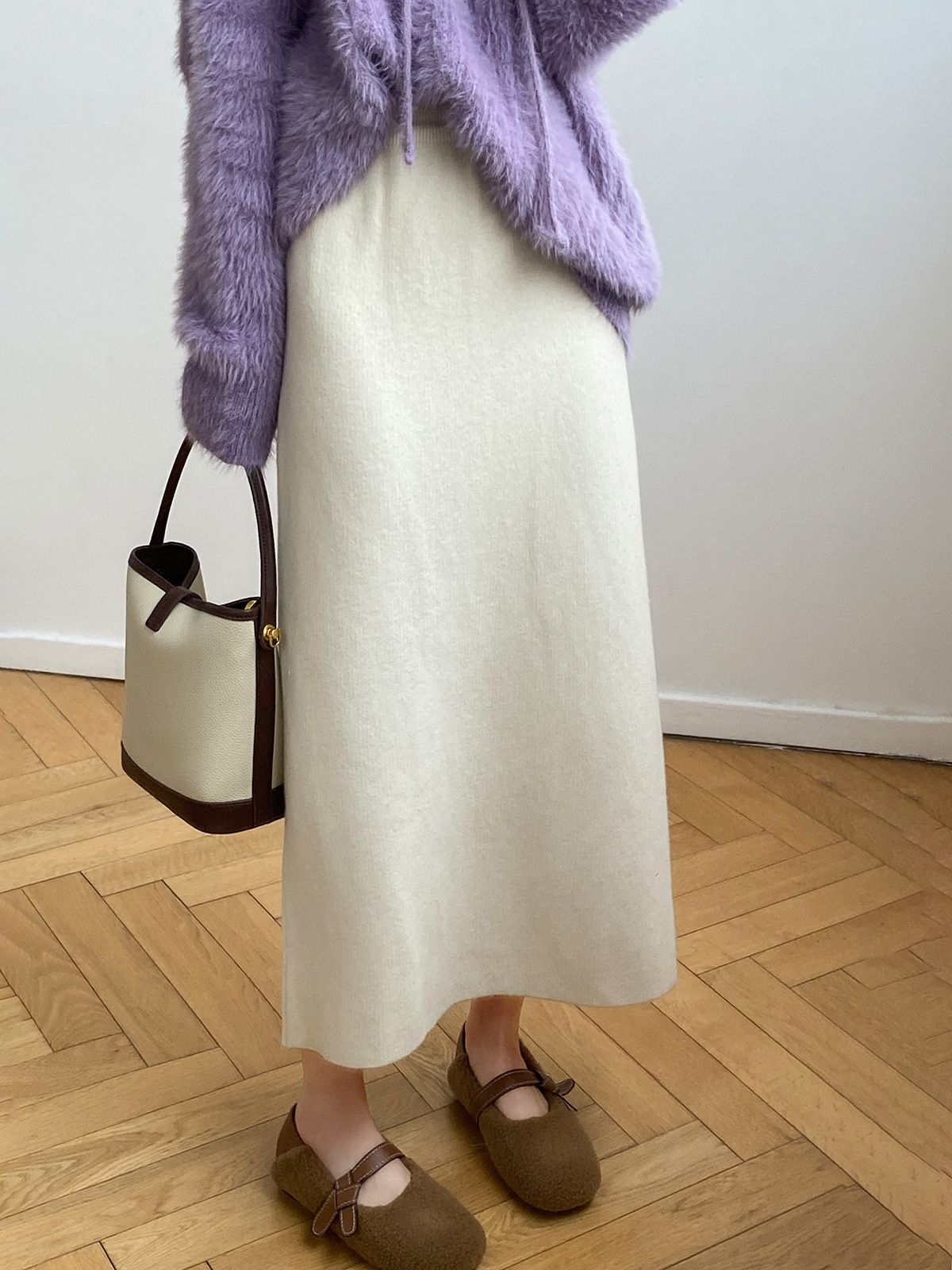 タイトスカート ニット素材の上品な体型カバータイトスカートロング丈