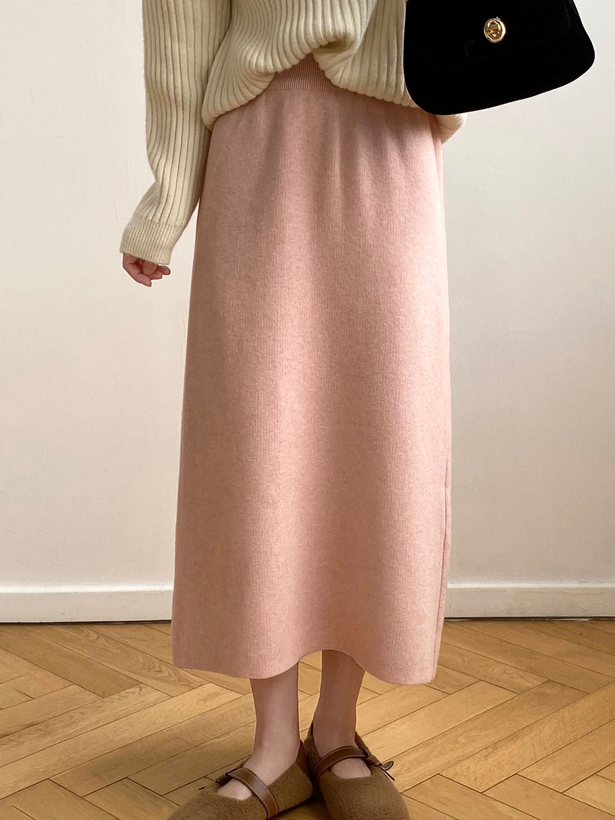 タイトスカート ニット素材の上品な体型カバータイトスカートロング丈