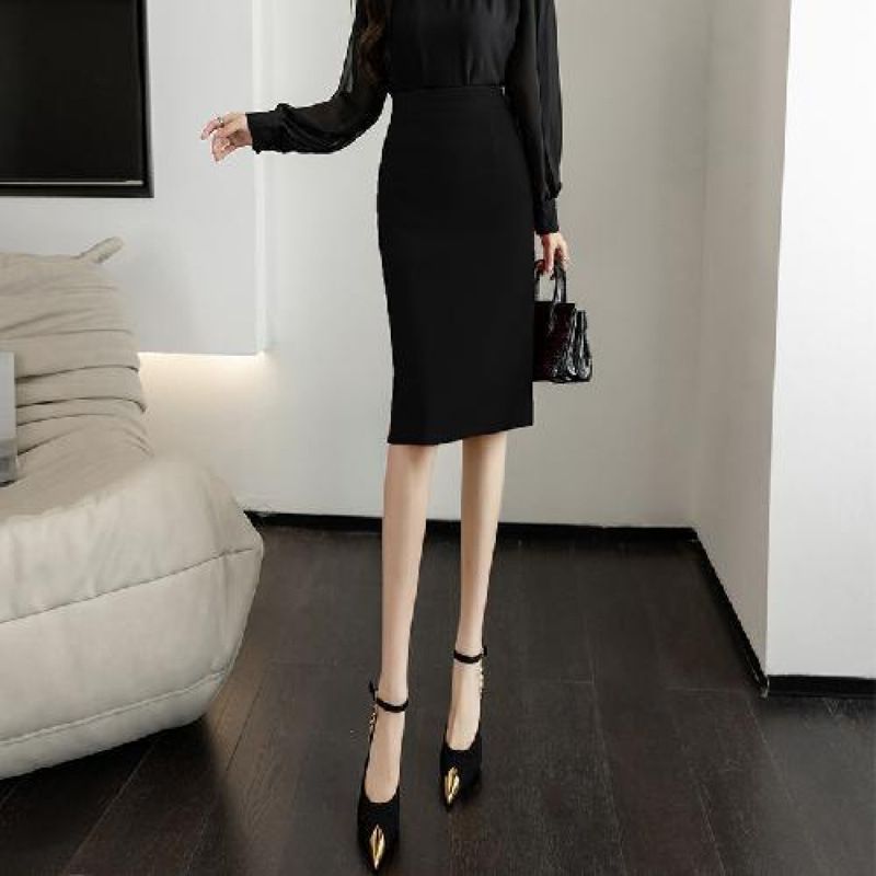 タイトスカート ハイウエスト美脚見せタイトスカートひざ丈