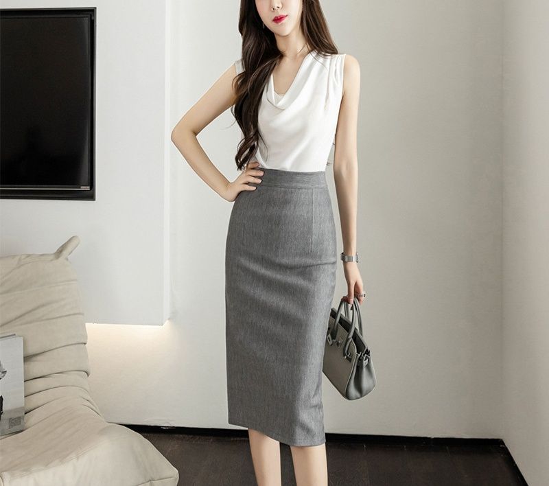 タイトスカート ハイウエスト美脚見せタイトスカートひざ丈