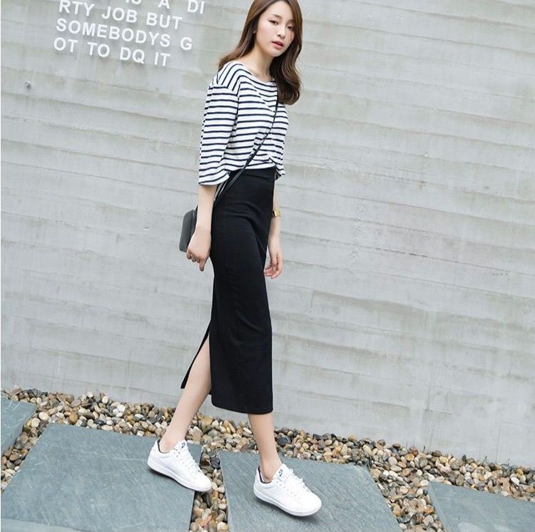 タイトスカート サイドスリット入りロング丈タイトスカート