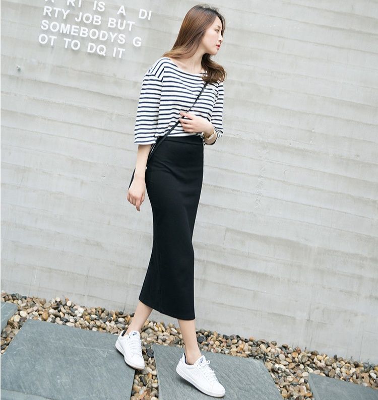 タイトスカート サイドスリット入りロング丈タイトスカート