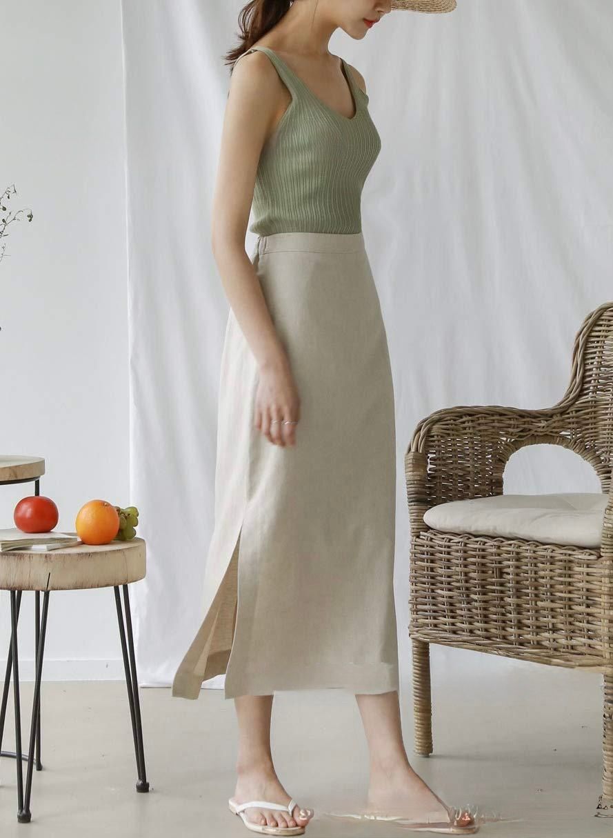 タイトスカート サイドスリット入りハイウエストタイトスカート