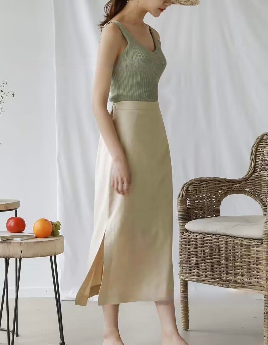 タイトスカート サイドスリット入りハイウエストタイトスカート