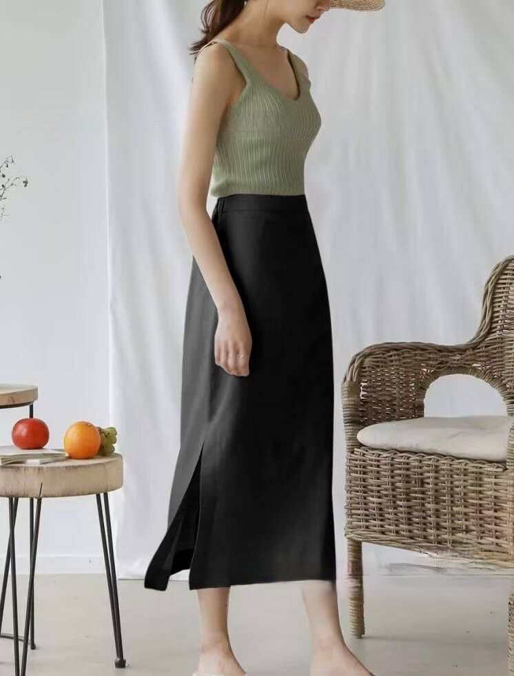 タイトスカート サイドスリット入りハイウエストタイトスカート