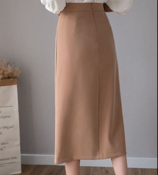 タイトスカート フロントスリット入りひざ丈タイトスカート