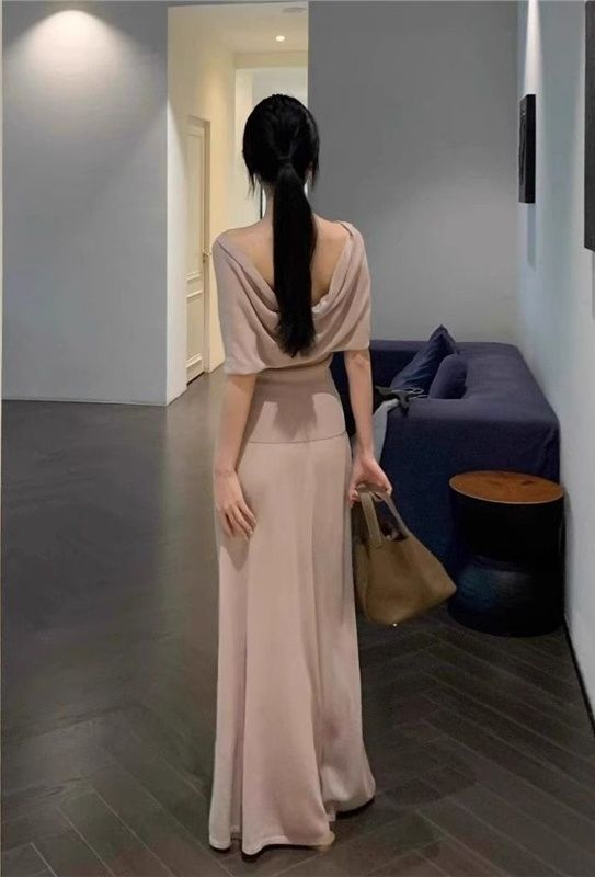 タイトスカート ドレープトップス付きタイトシルエットマキシスカート