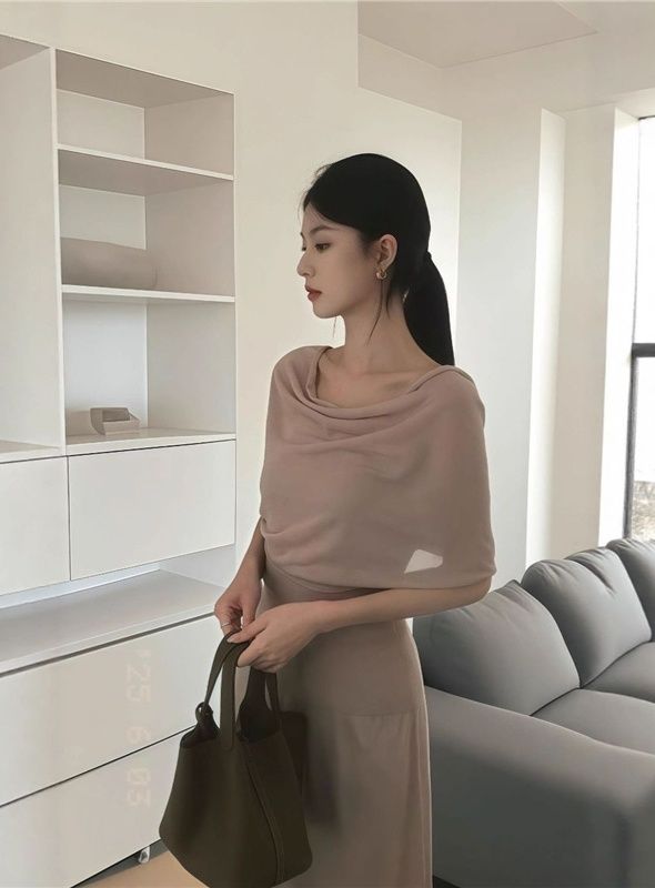 タイトスカート ドレープトップス付きタイトシルエットマキシスカート