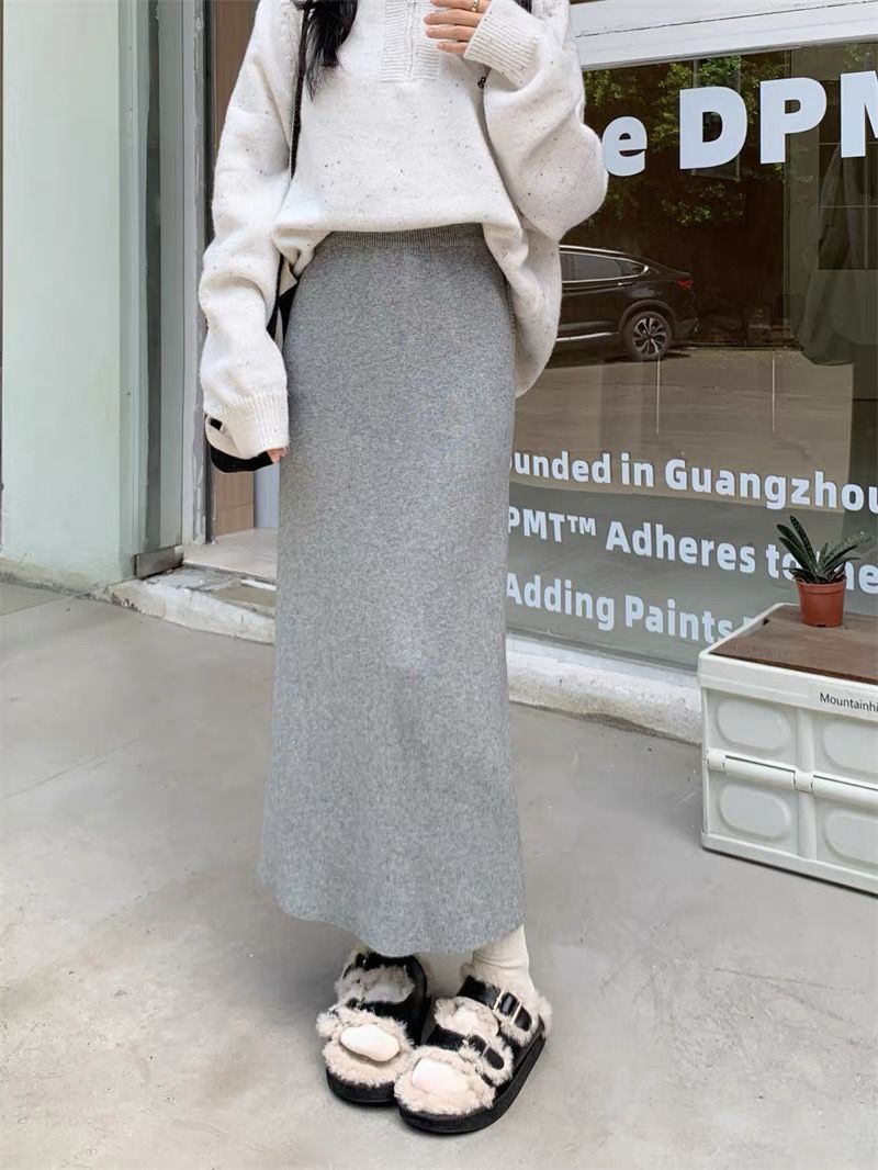 タイトスカート ハイウエストすっきりシルエットタイトスカートロング丈