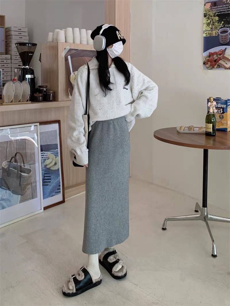 タイトスカート ハイウエストすっきりシルエットタイトスカートロング丈