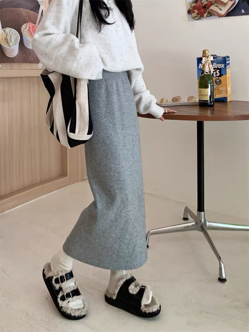 タイトスカート ハイウエストすっきりシルエットタイトスカートロング丈