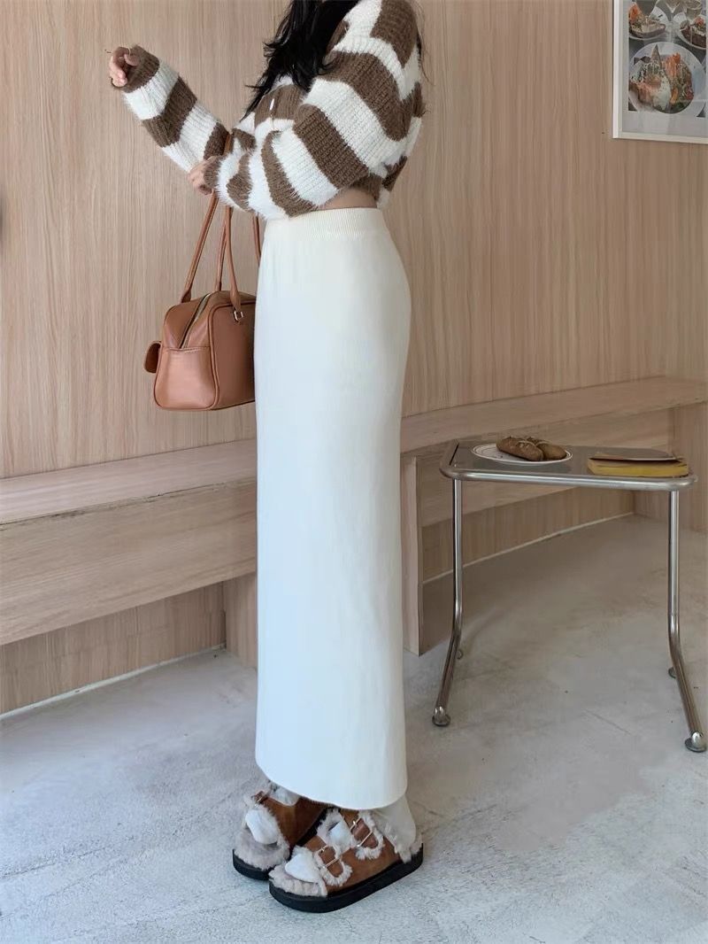 タイトスカート ハイウエストすっきりシルエットタイトスカートロング丈