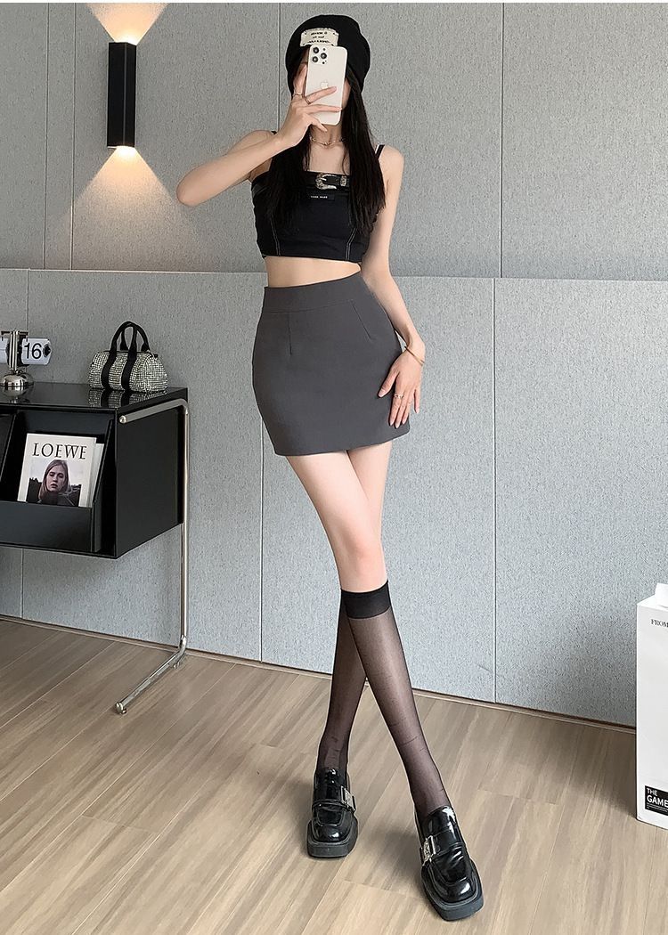 タイトスカート ハイウエストシンプルタイトミニスカート