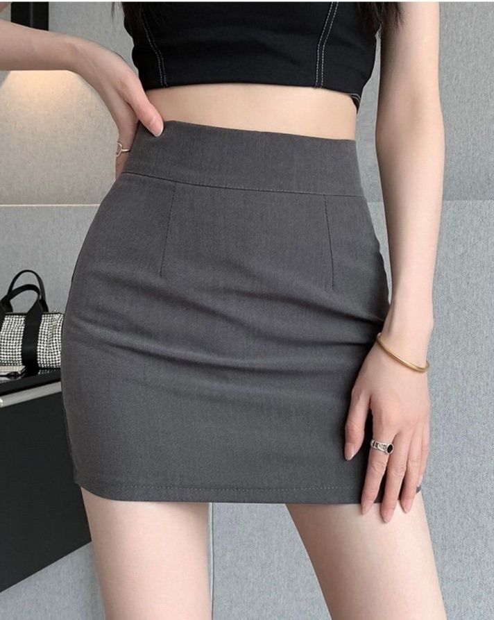 タイトスカート ハイウエストシンプルタイトミニスカート