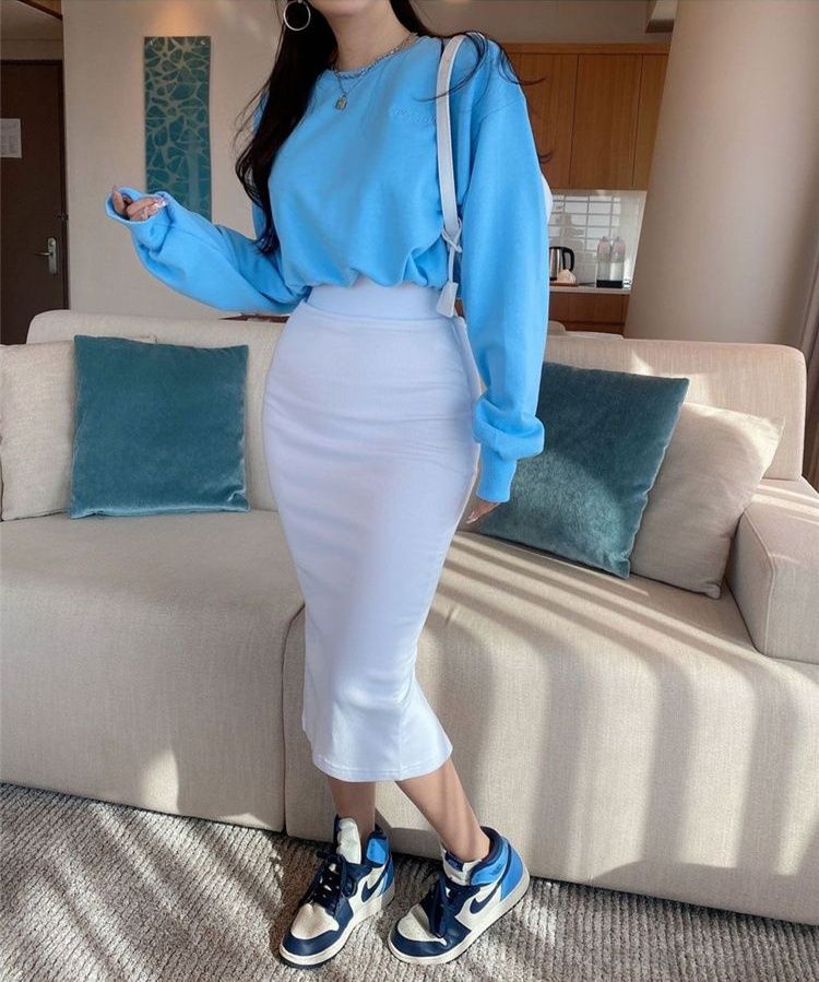 タイトスカート 美脚魅せハイウエストタイトスカートロング丈