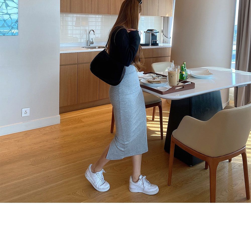 タイトスカート 美脚魅せハイウエストタイトスカートロング丈