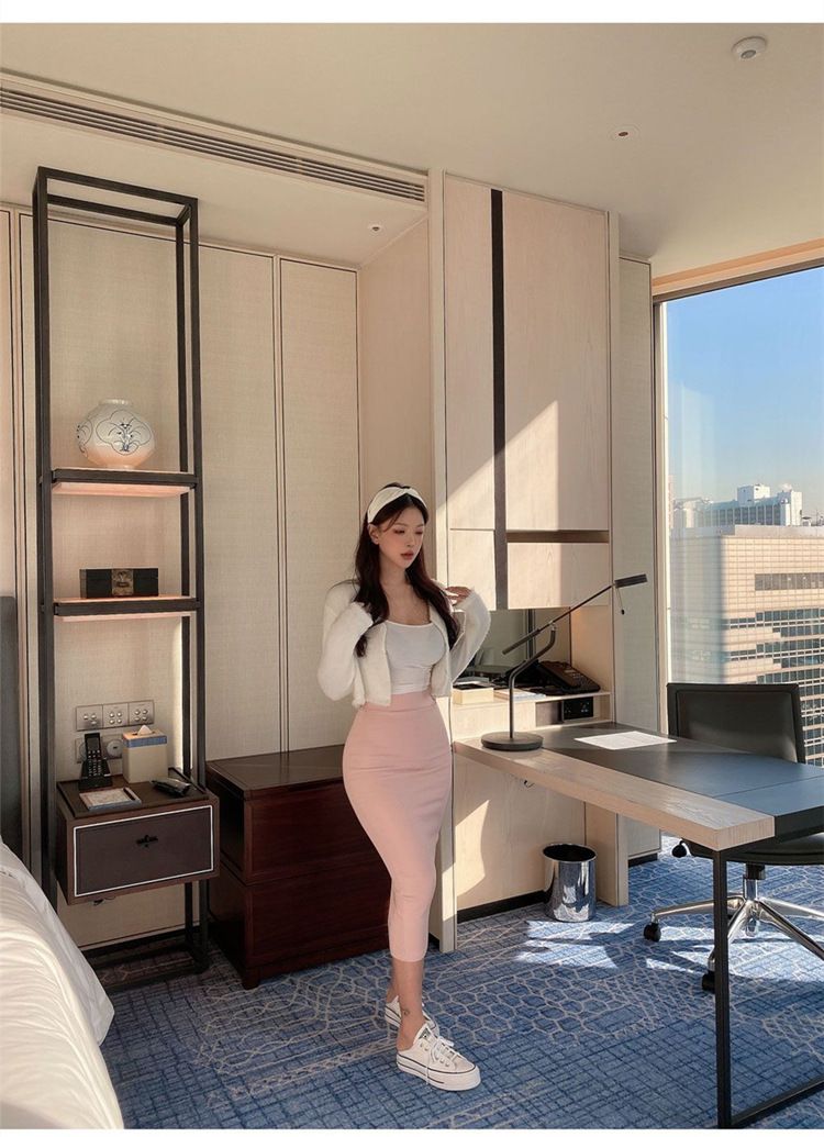 タイトスカート 美脚魅せハイウエストタイトスカートロング丈