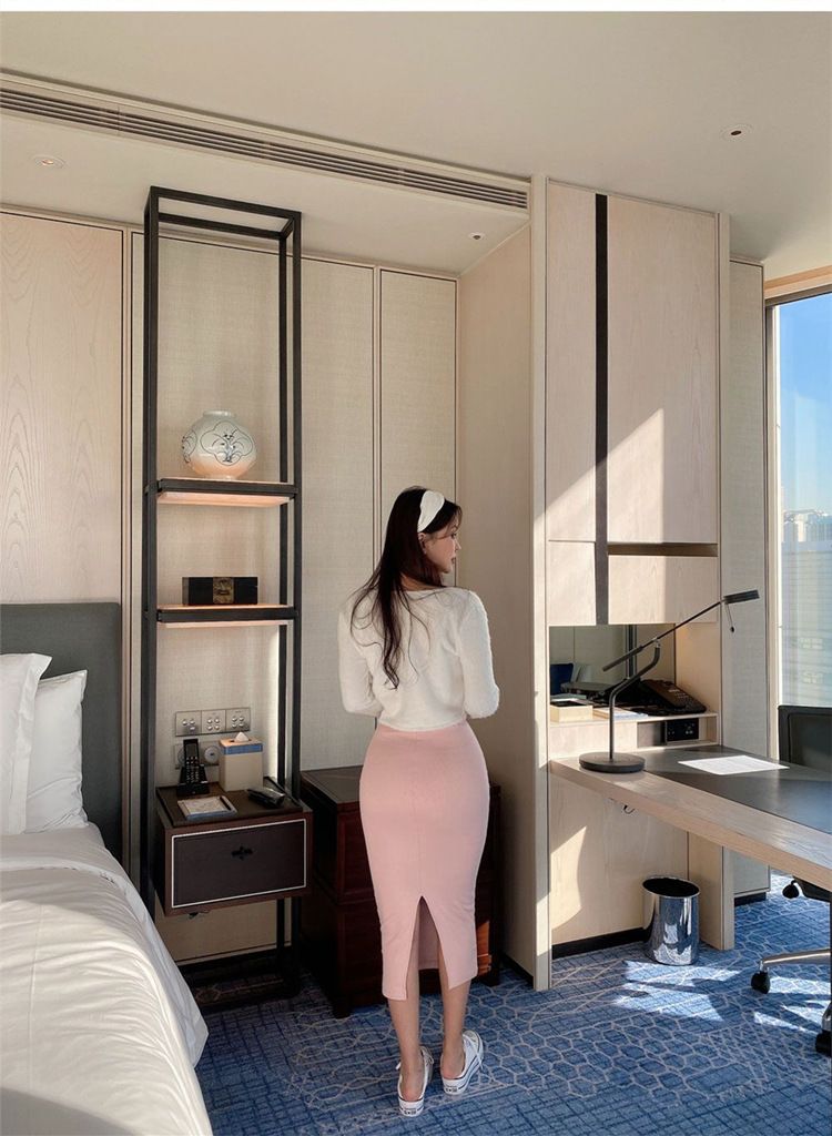 タイトスカート 美脚魅せハイウエストタイトスカートロング丈