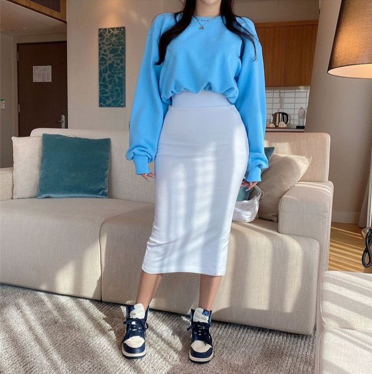 タイトスカート 美脚魅せハイウエストタイトスカートロング丈