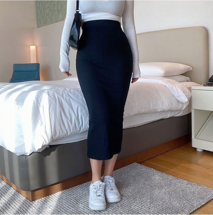 タイトスカート 美脚魅せハイウエストタイトスカートロング丈