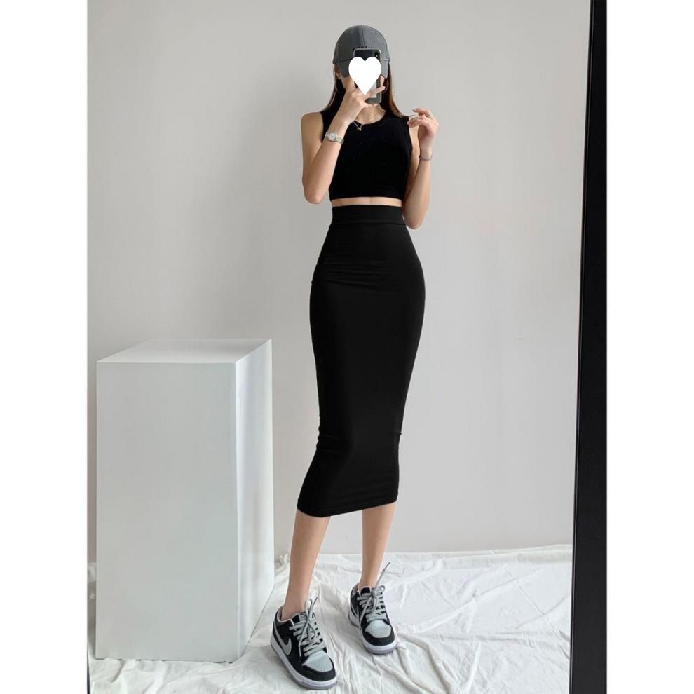 タイトスカート ハイウエストストレッチタイトスカートロング丈