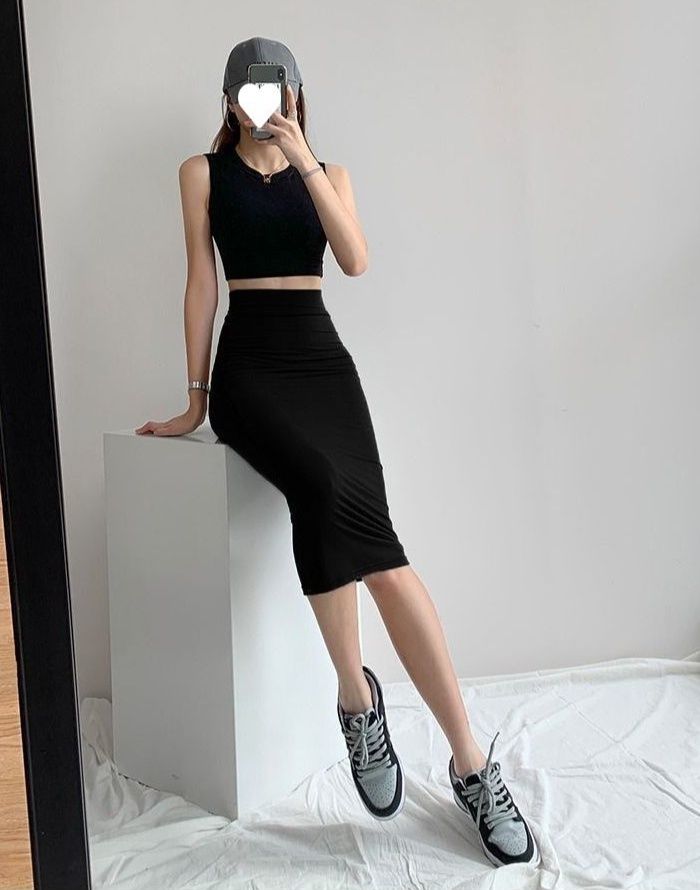 タイトスカート ハイウエストストレッチタイトスカートロング丈