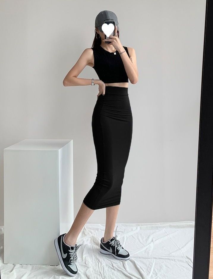 タイトスカート ハイウエストストレッチタイトスカートロング丈