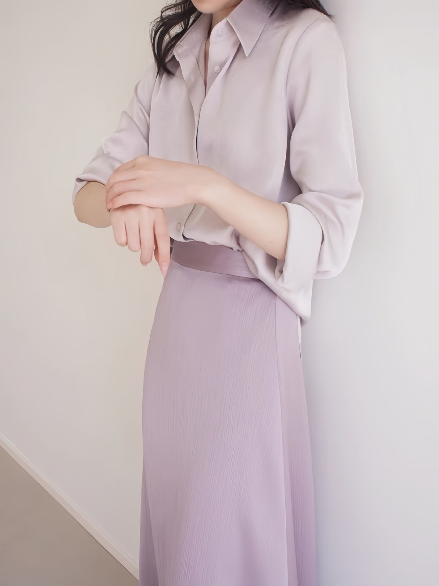 タイトスカート サテン調ウエストベルト付きタイトスカート