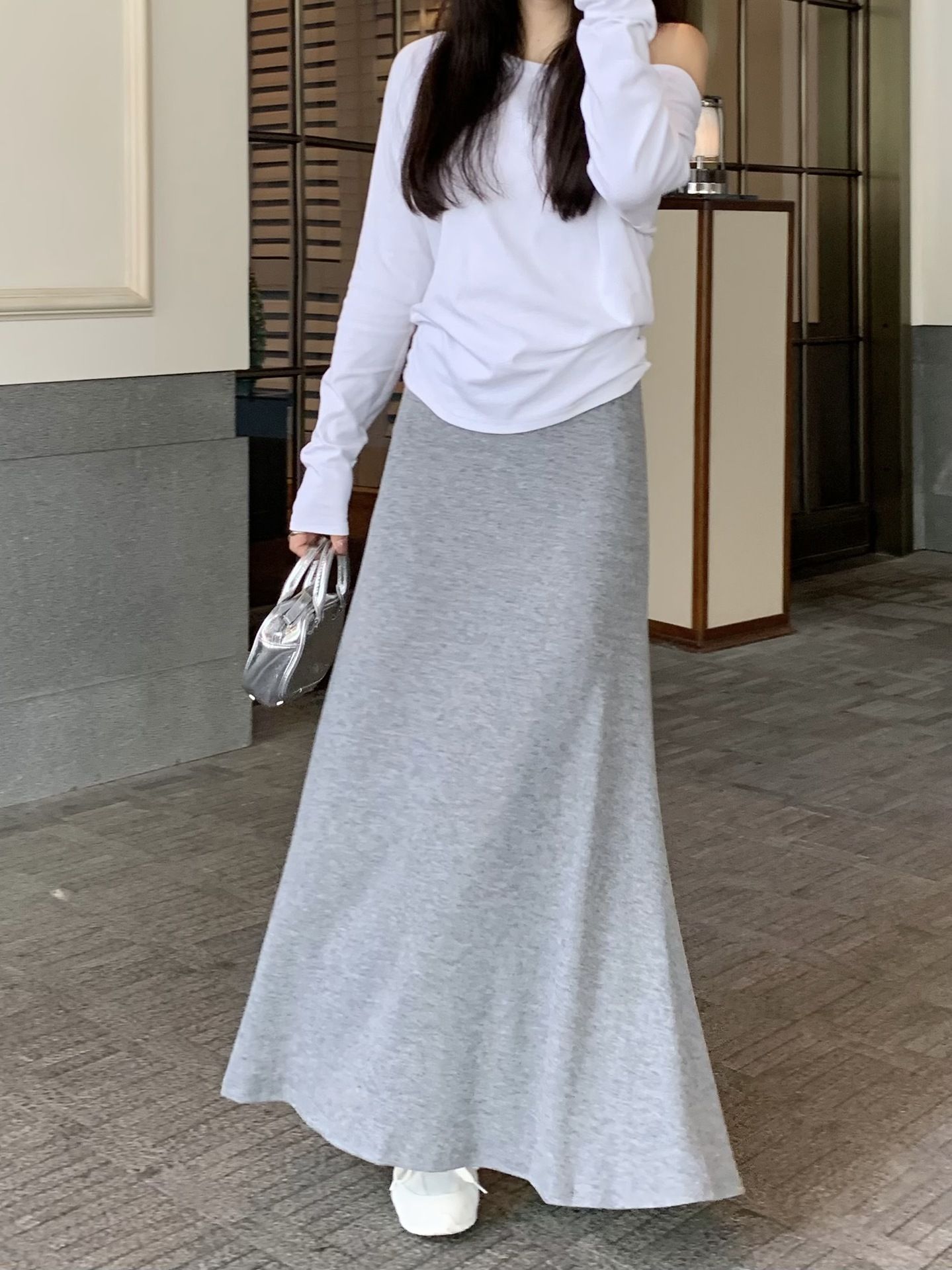 タイトスカート 柔らか素材のハイウエストタイトスカートマキシ丈