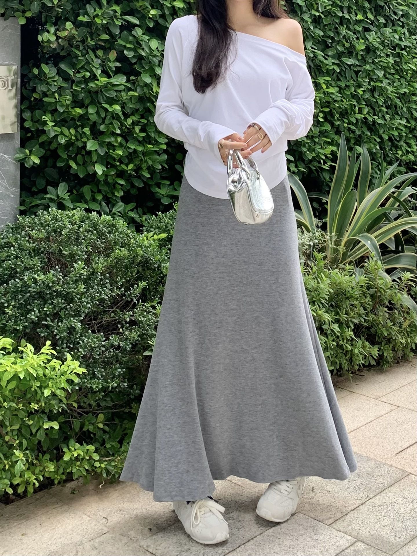 タイトスカート 柔らか素材のハイウエストタイトスカートマキシ丈