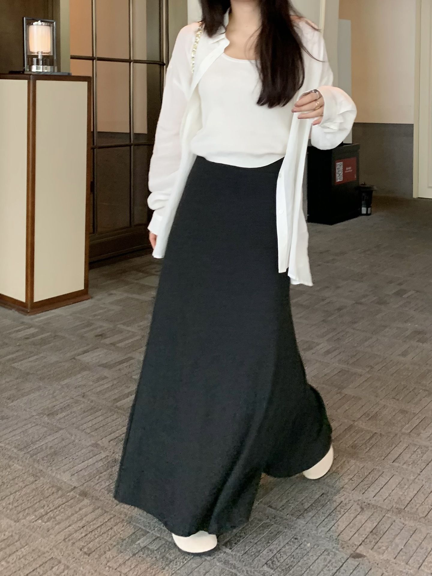 タイトスカート 柔らか素材のハイウエストタイトスカートマキシ丈
